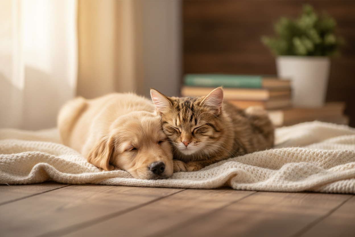 Puppy and Cat Together